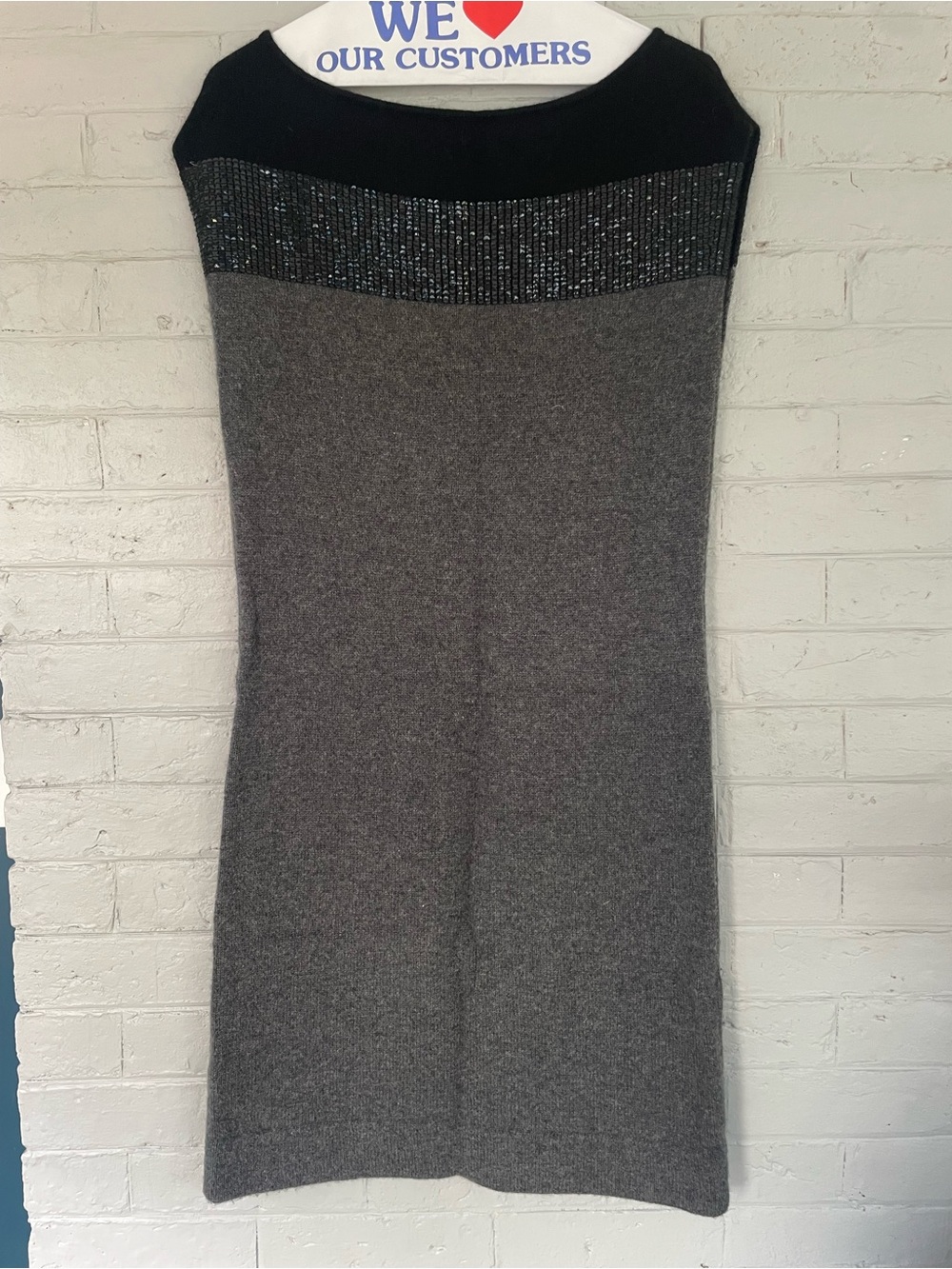 Theory Gray and Black Cashmere Dress